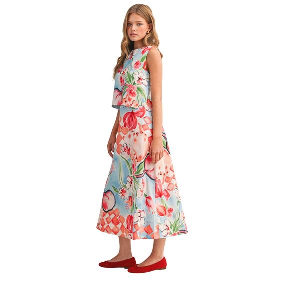 &Merci Dresses & Skirts - &Merci NWT Floral Matching Set Midi Skirt Sleeveless Outfit Sz M